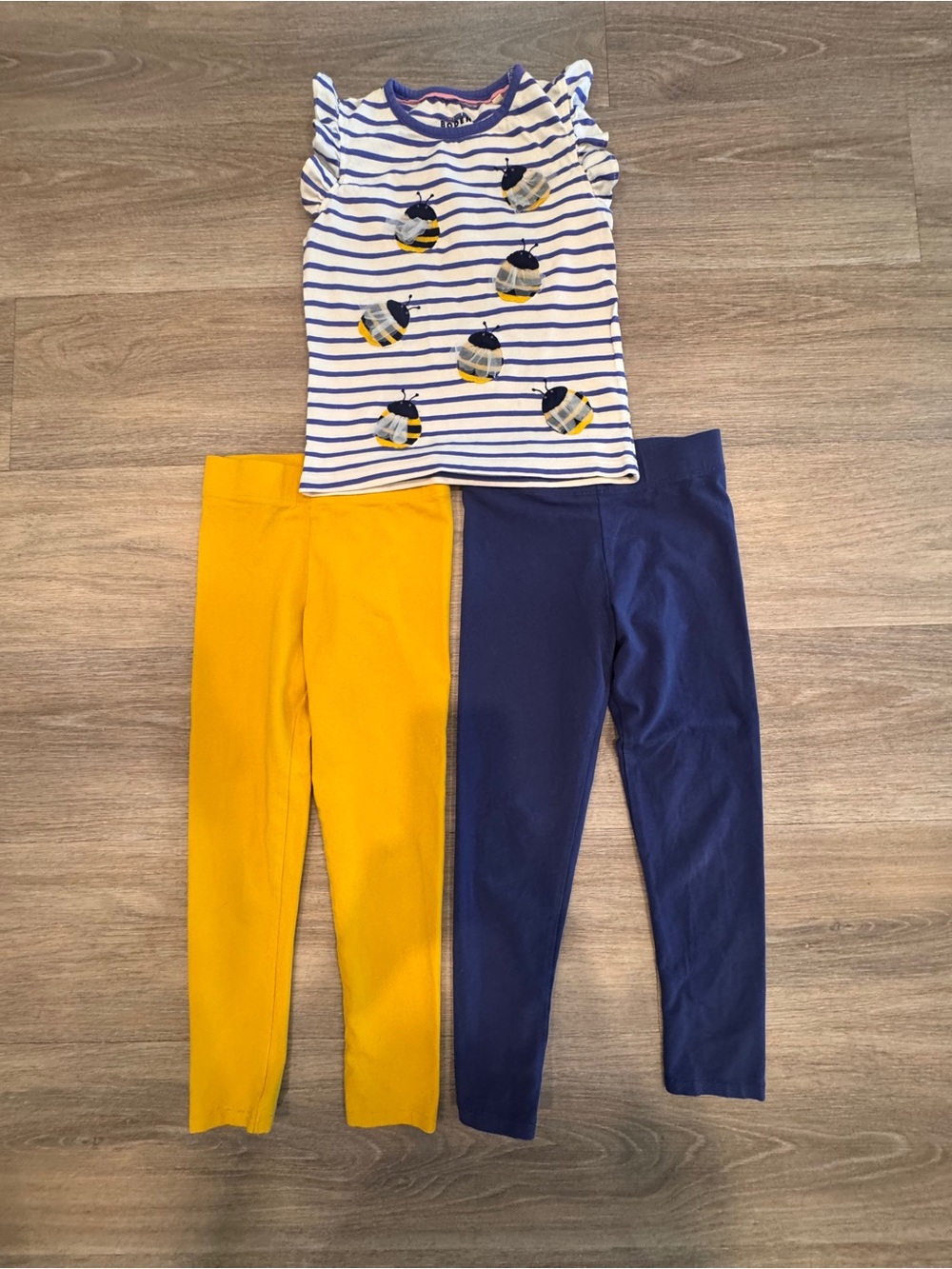 Kids Solid Leggings Set - Yellow & Navy - Unbranded